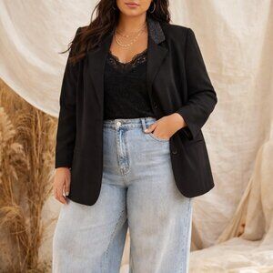 Vintage 90s Kasper II Black Women's Blazer Plus Size 1X Classy Minimalism